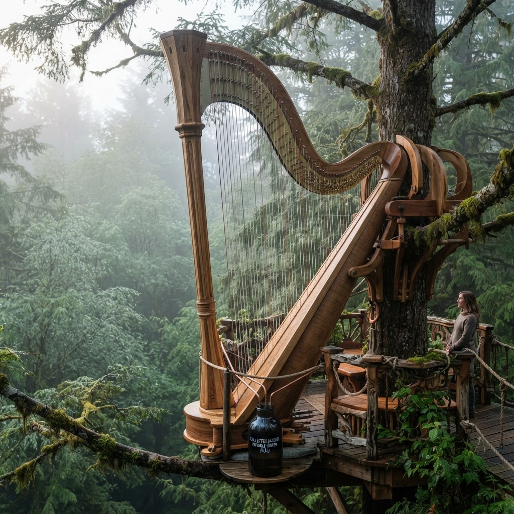 Bespoke Treetop Atmospheric Humidity Condensation Harp