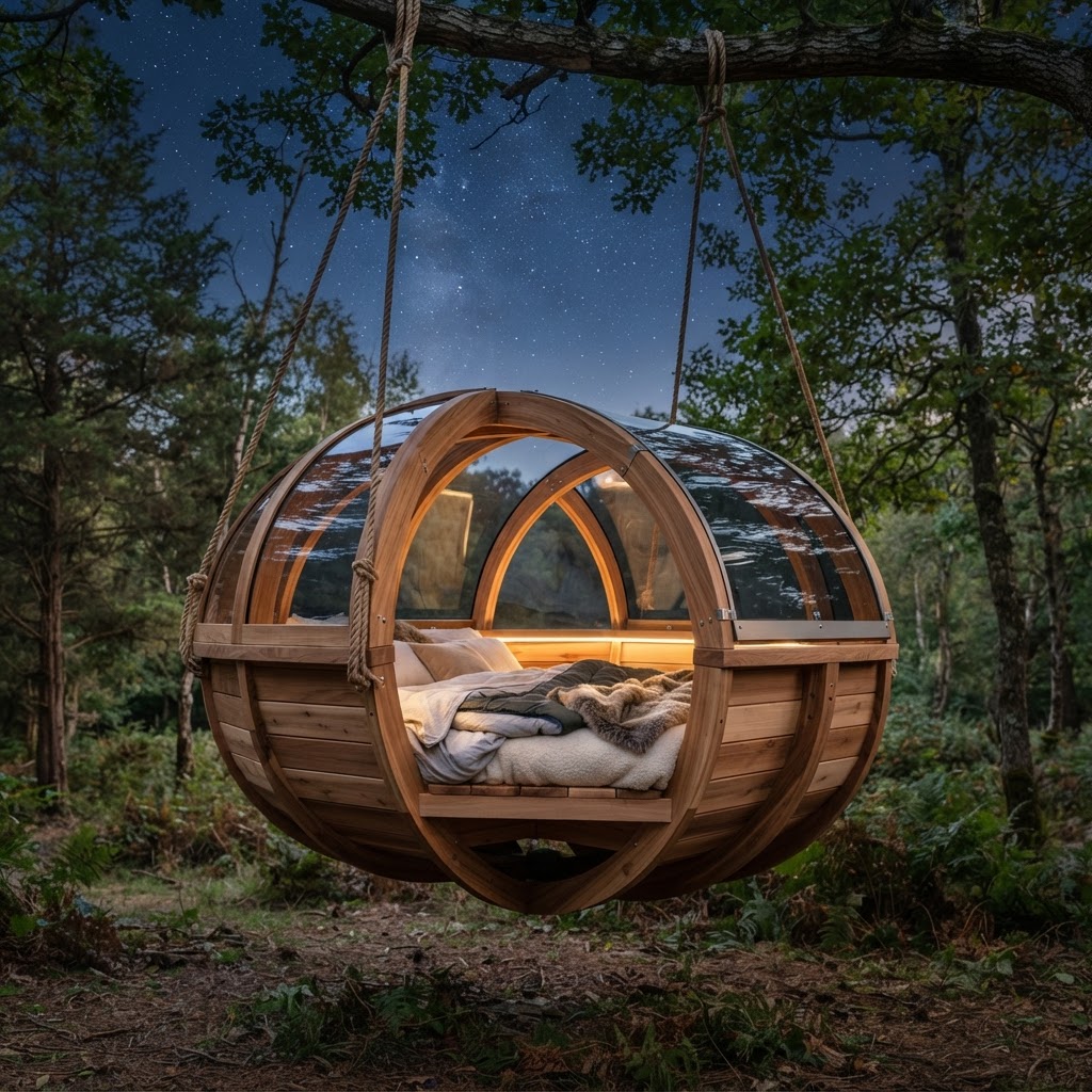 Suspended Cedar Stargazer Nest