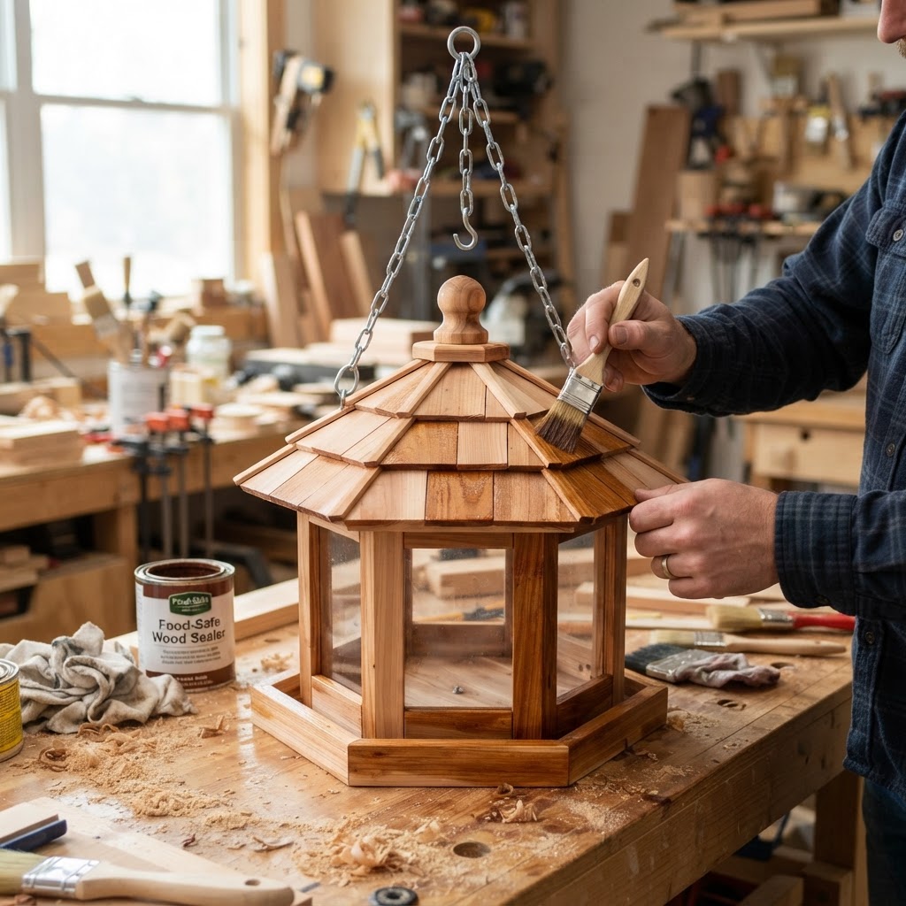 Hexagonal Hanging Gazebo Feeder with Shingled Roof — step 4
