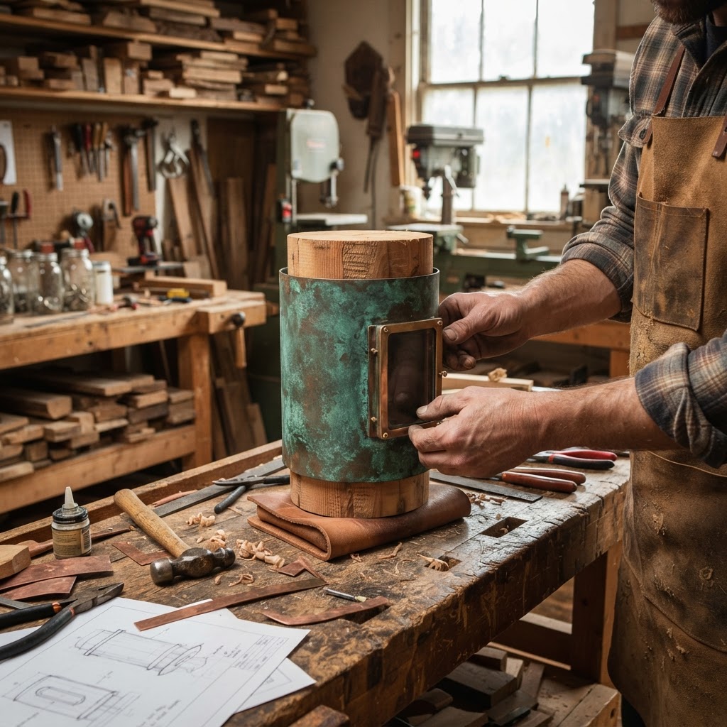 Vintage Patinated Copper Victorian Steam Engine Piston Seed Feeder — step 1