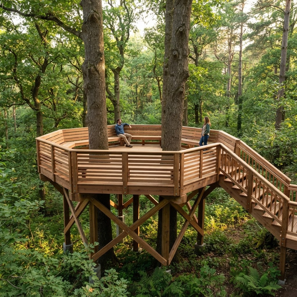 Hexagonal Canopy Lookout Deck