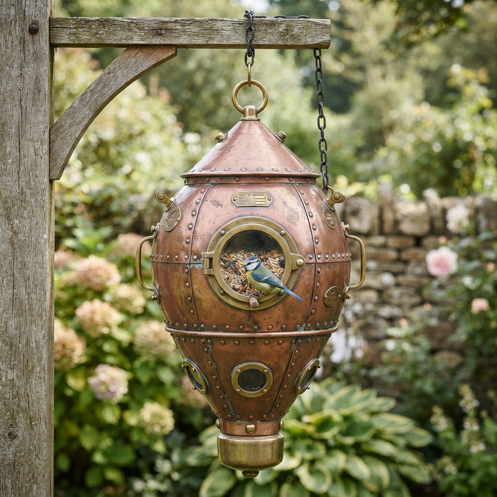Vintage Patinated Copper Diving Bell Seed Chamber