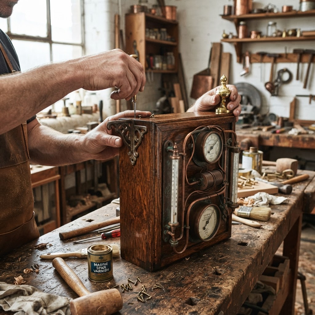 Vintage Patinated Copper Victorian Telegraphic Induction Psychrometer Seed Humidity-Gauge — step 4