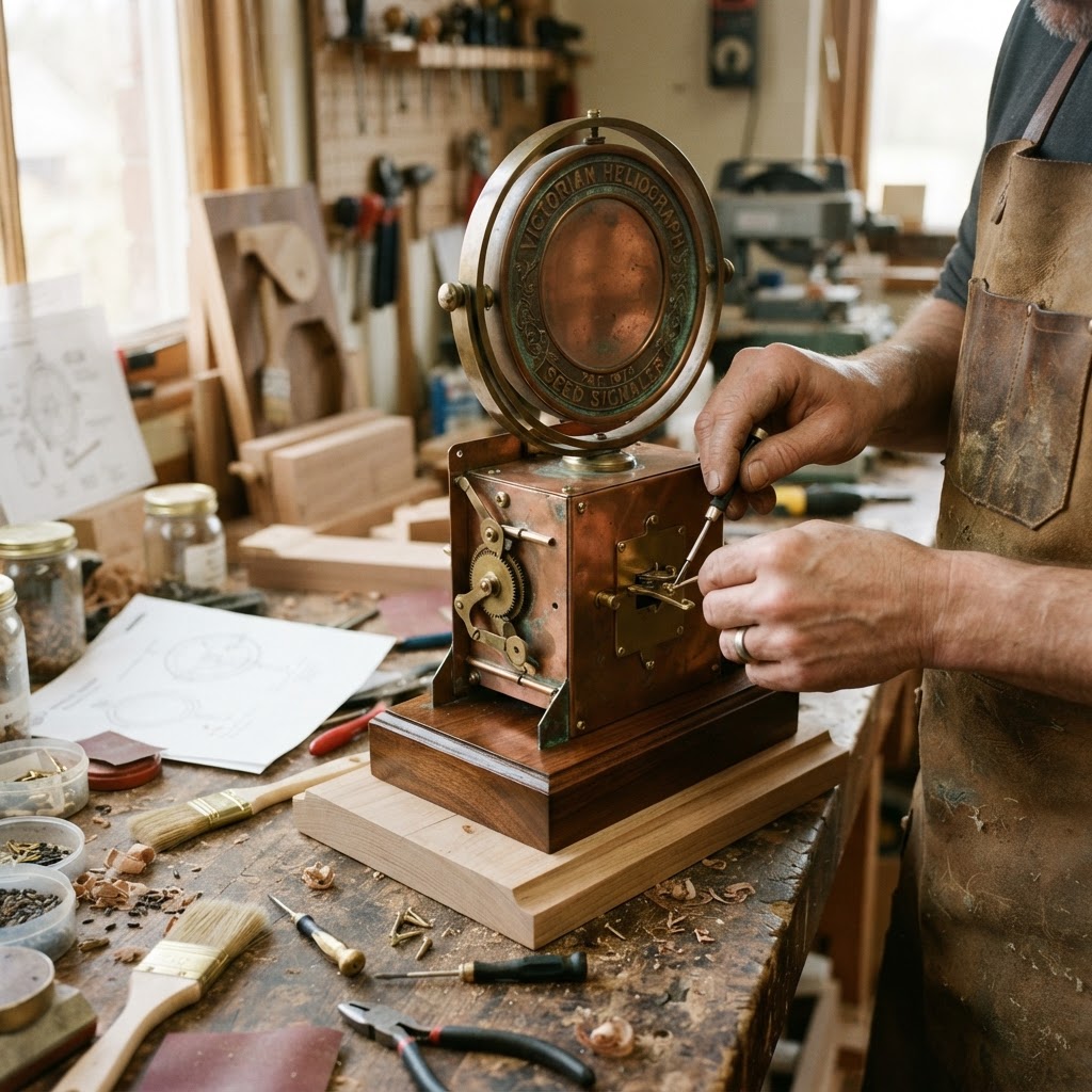 Vintage Patinated Copper Victorian Telegraphic Heliograph Seed Signaler — step 4