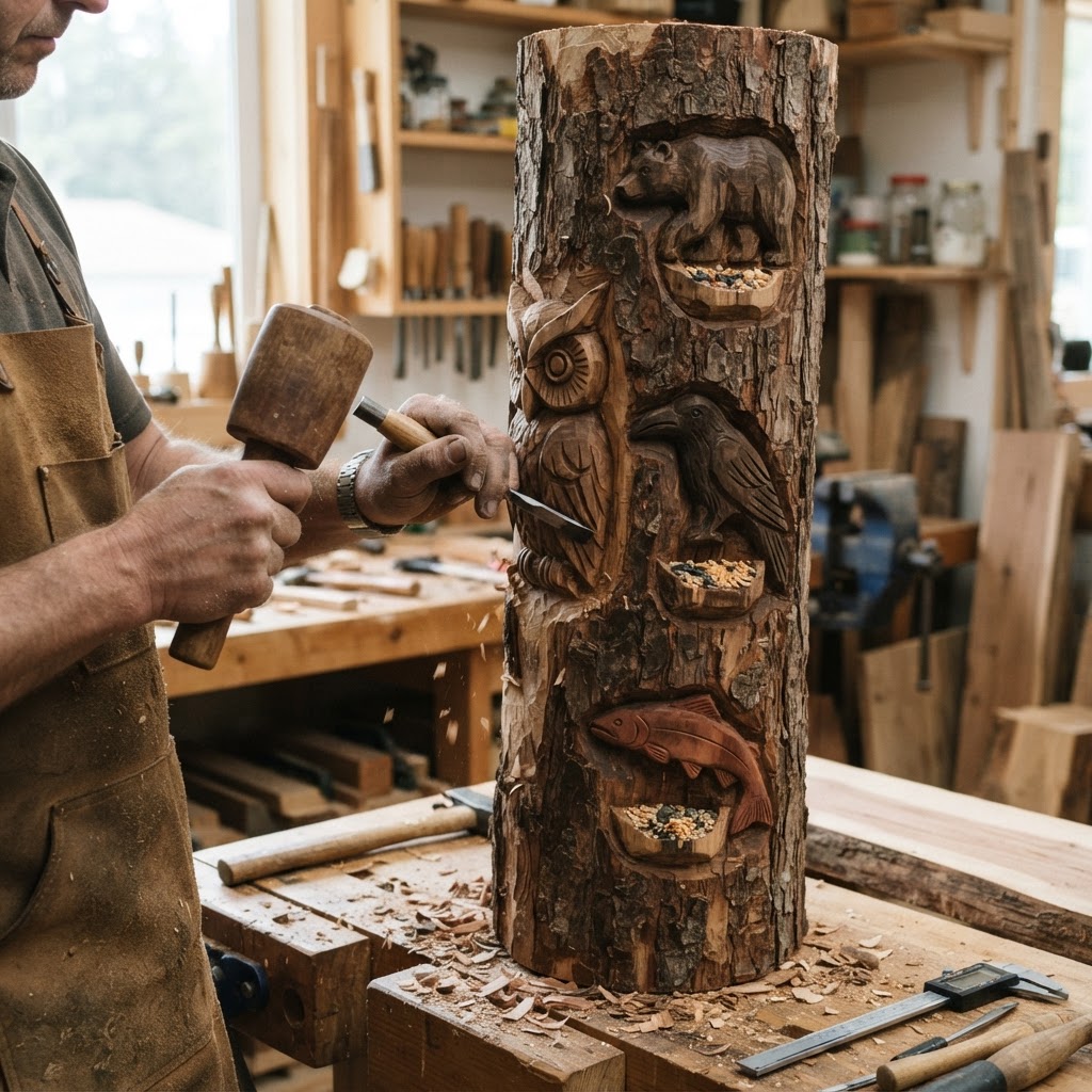 Enchanted Hollow Log Totem Pole Feeder — step 2