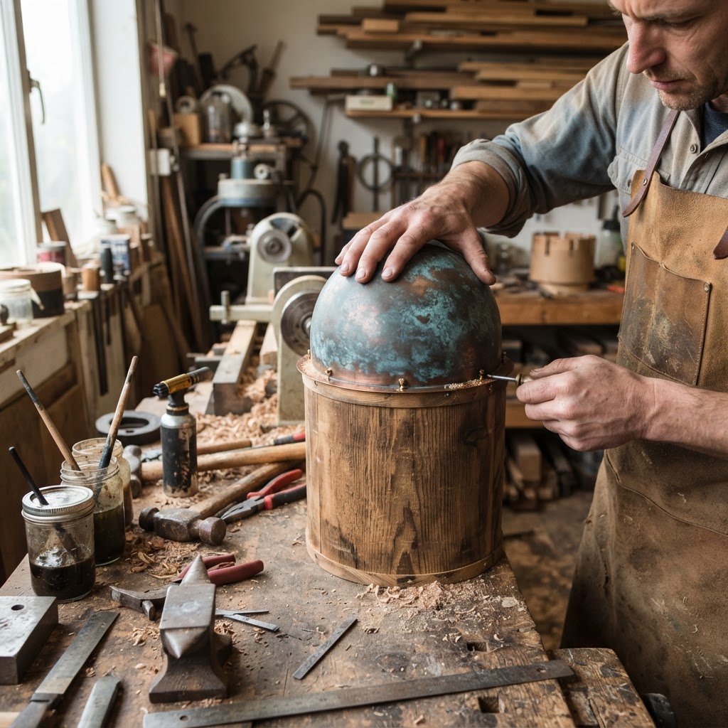 Vintage Patinated Copper Victorian Zoetrope Seed Animator — step 2