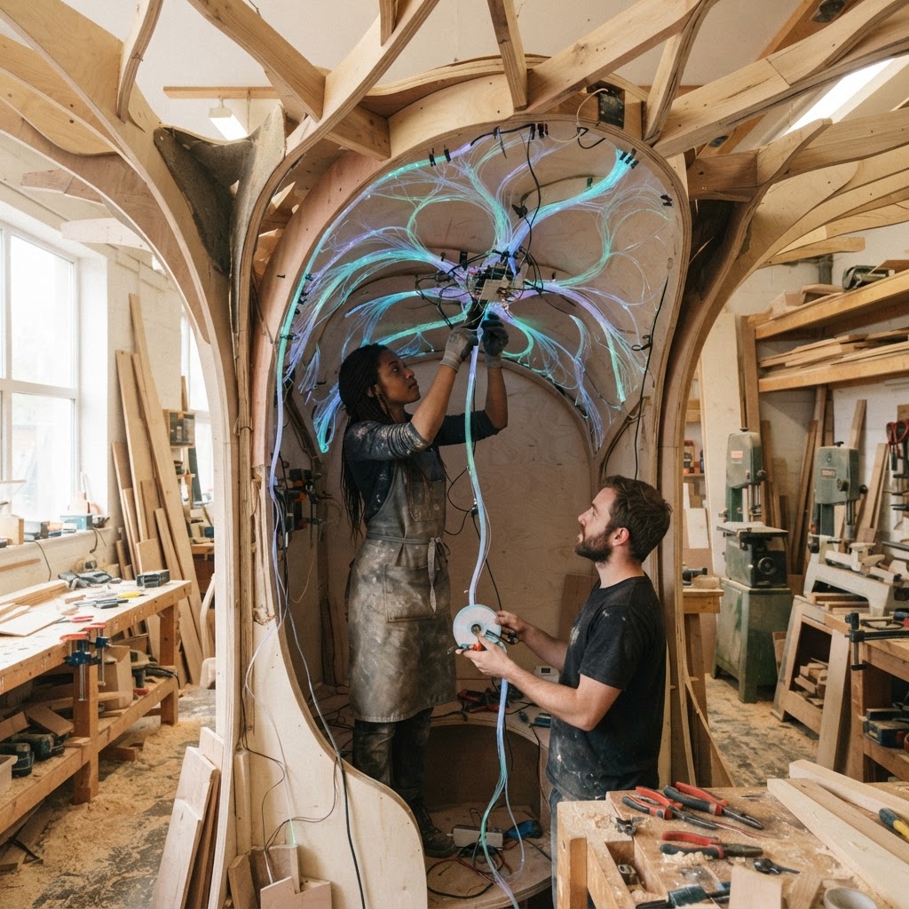 Bespoke Treetop Dendritic Mycelium-Infused Phyto-Vortex Sap-Flow Canopy Aurora-Mapping Reading Nook — step 3