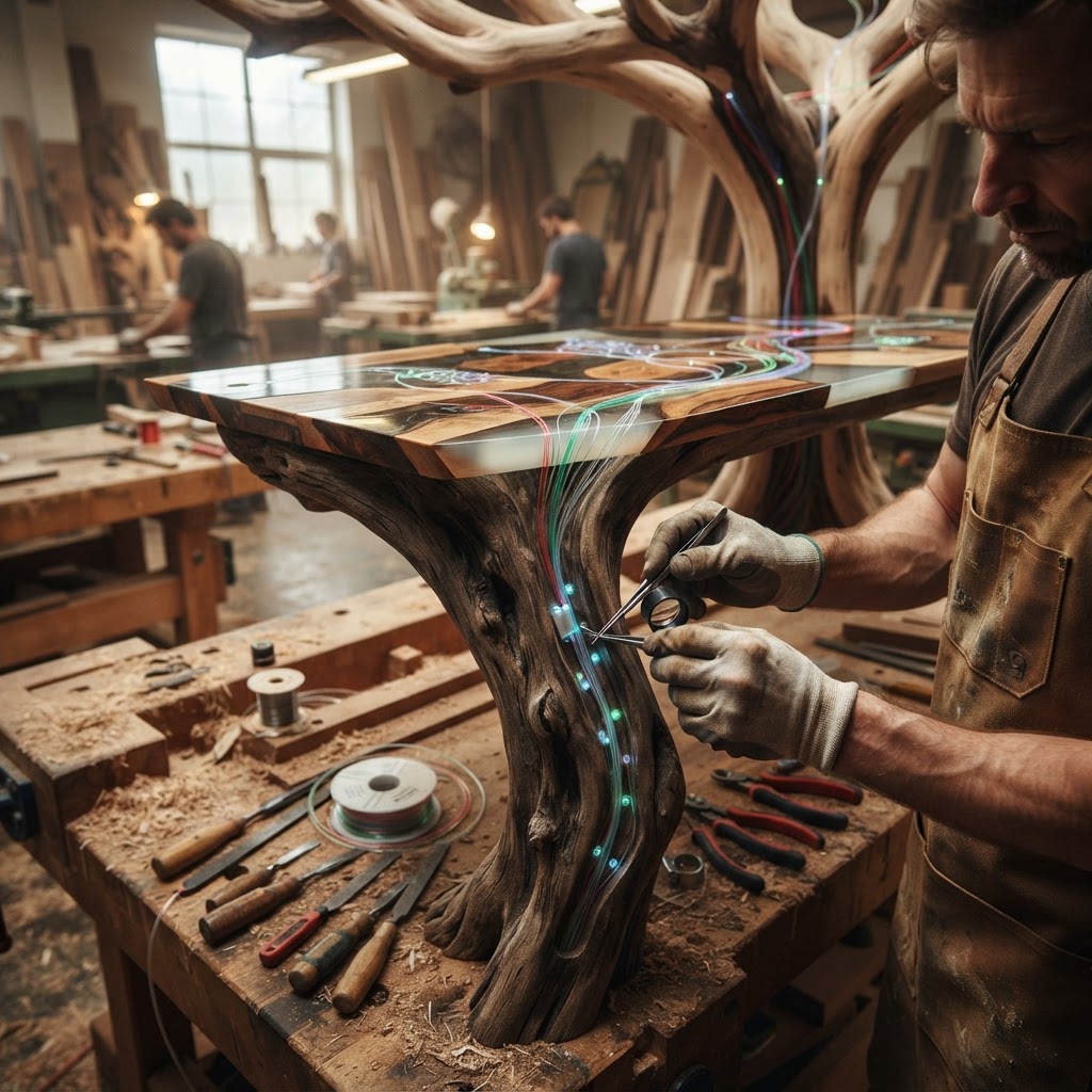 Bespoke Treetop Dendritic Mycelium-Infused Phyto-Luminous Sap-Flow Canopy Aurora-Vane Writing Console — step 2