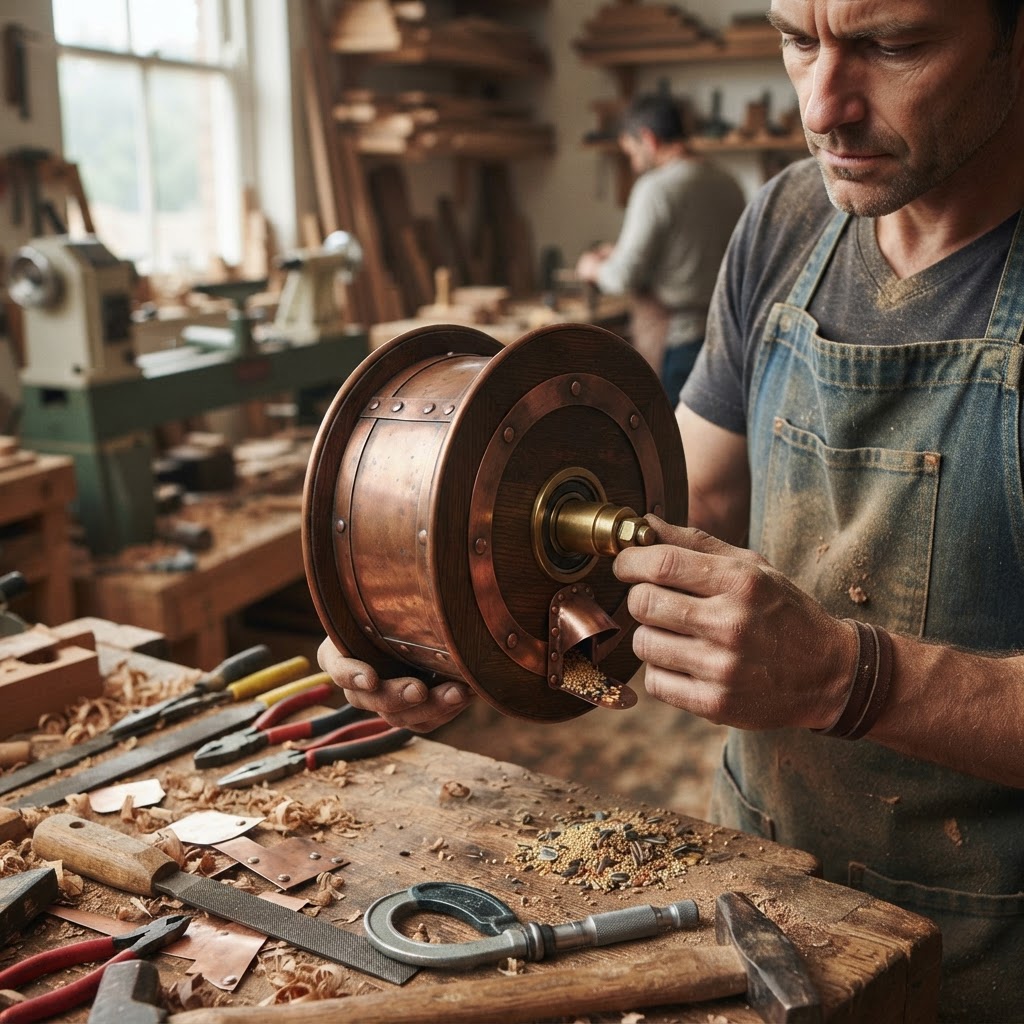 Vintage Patinated Copper Diving Suit Life-Line Seed Reel — step 3