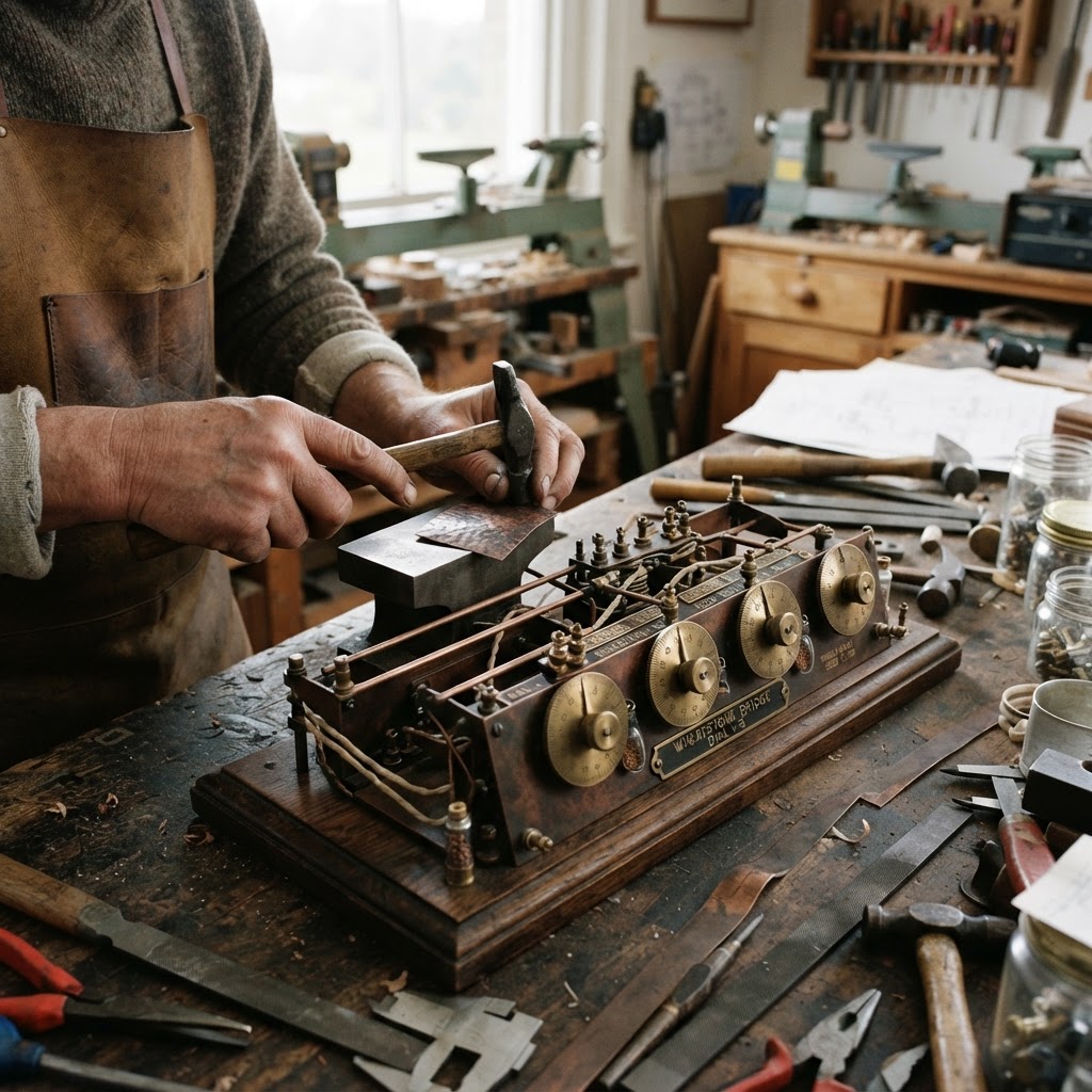 Vintage Patinated Copper Victorian Telegraphic Wheatstone Bridge Seed Resistor — step 2