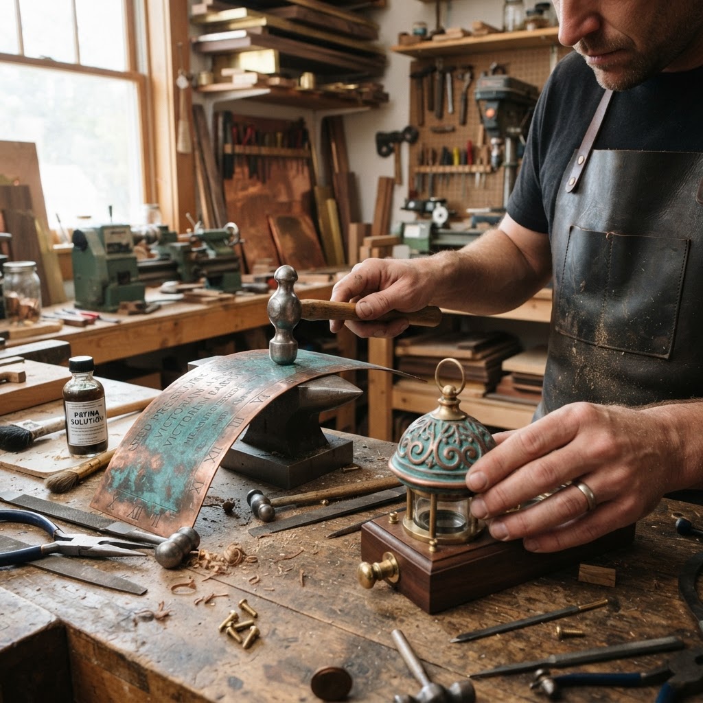 Vintage Patinated Copper Victorian Barometer Seed Pressure Gauge — step 2
