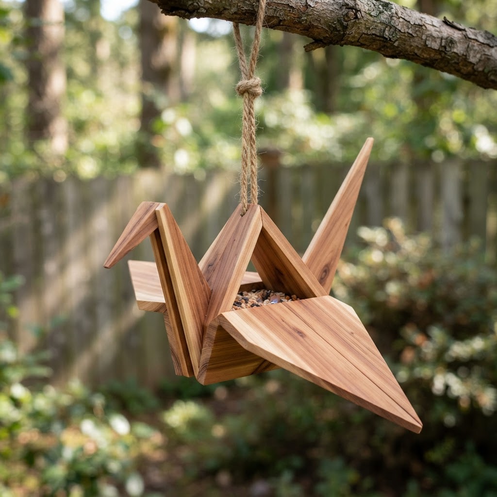 Isometric Origami Paper-Folded Cedar Feeder
