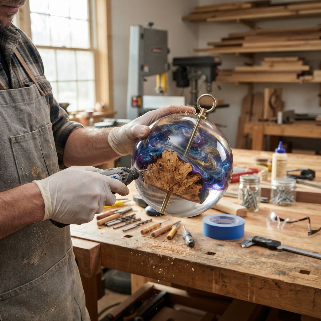 Floating Nebula Resin and Spalted Maple Seed Orb — step 4