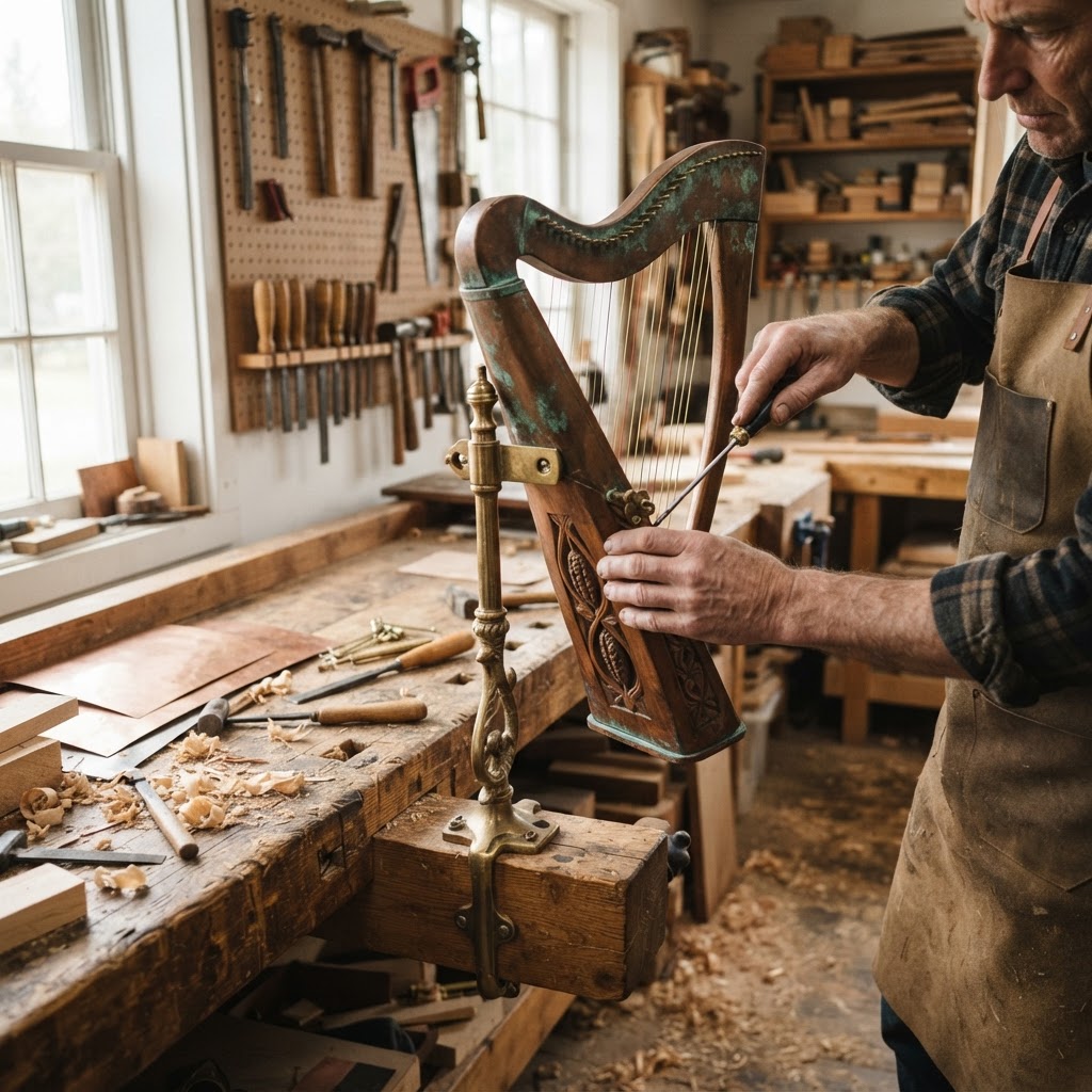 Vintage Patinated Copper Aeolian Harp Seed Resonator — step 4