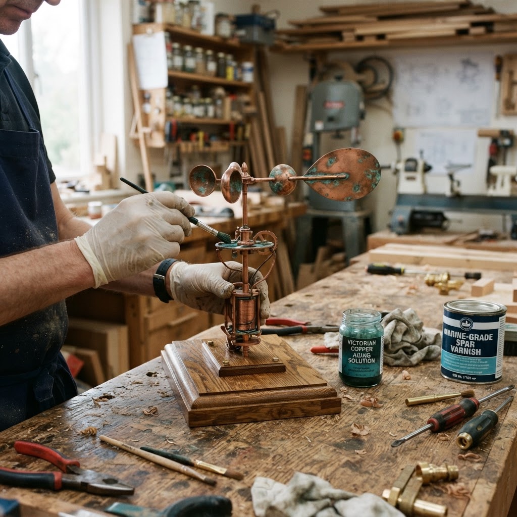 Vintage Patinated Copper Victorian Telegraphic Induction Anemometer Seed Vane — step 4