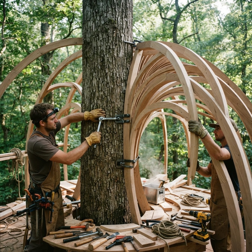 Bioluminescent Mycelium-Infused Treetop Fungal Laboratory — step 1