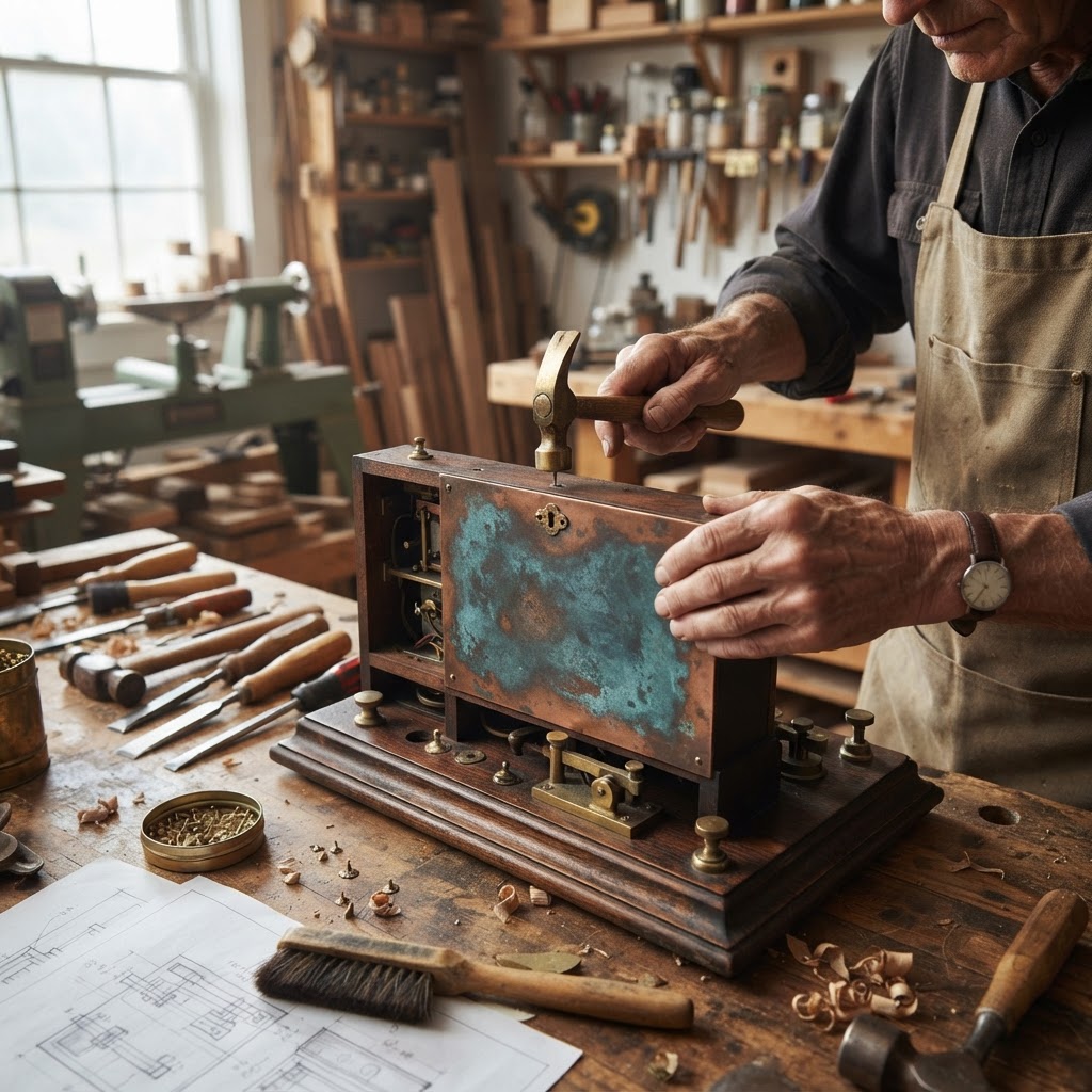 Vintage Patinated Copper Victorian Telegraphic Sounder Seed Telegraphist — step 3