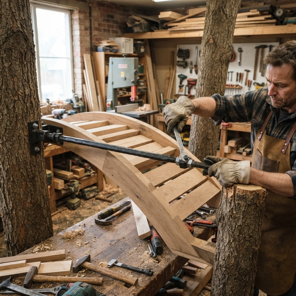 Crescent Moon Arbor Swing-Bridge — step 2