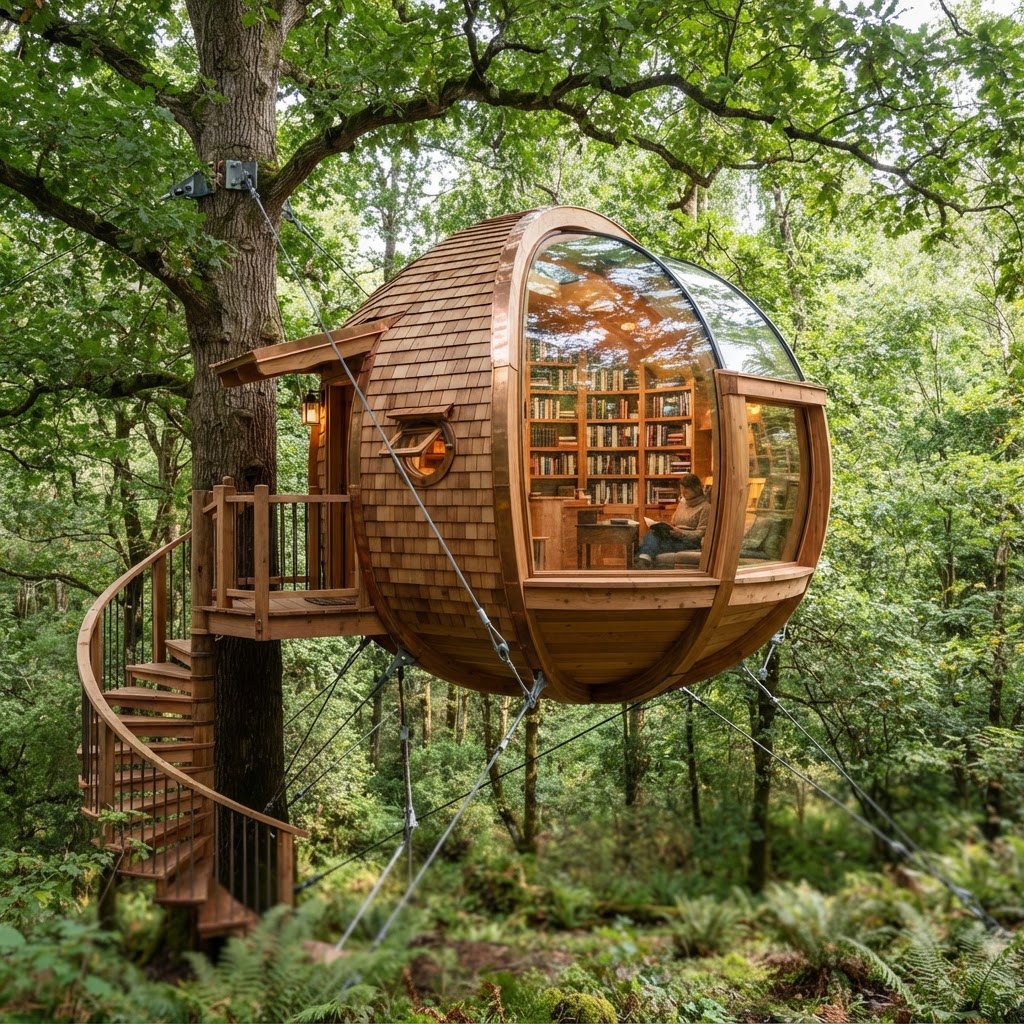 Suspended Treetop Bibliophile's Archival Vault