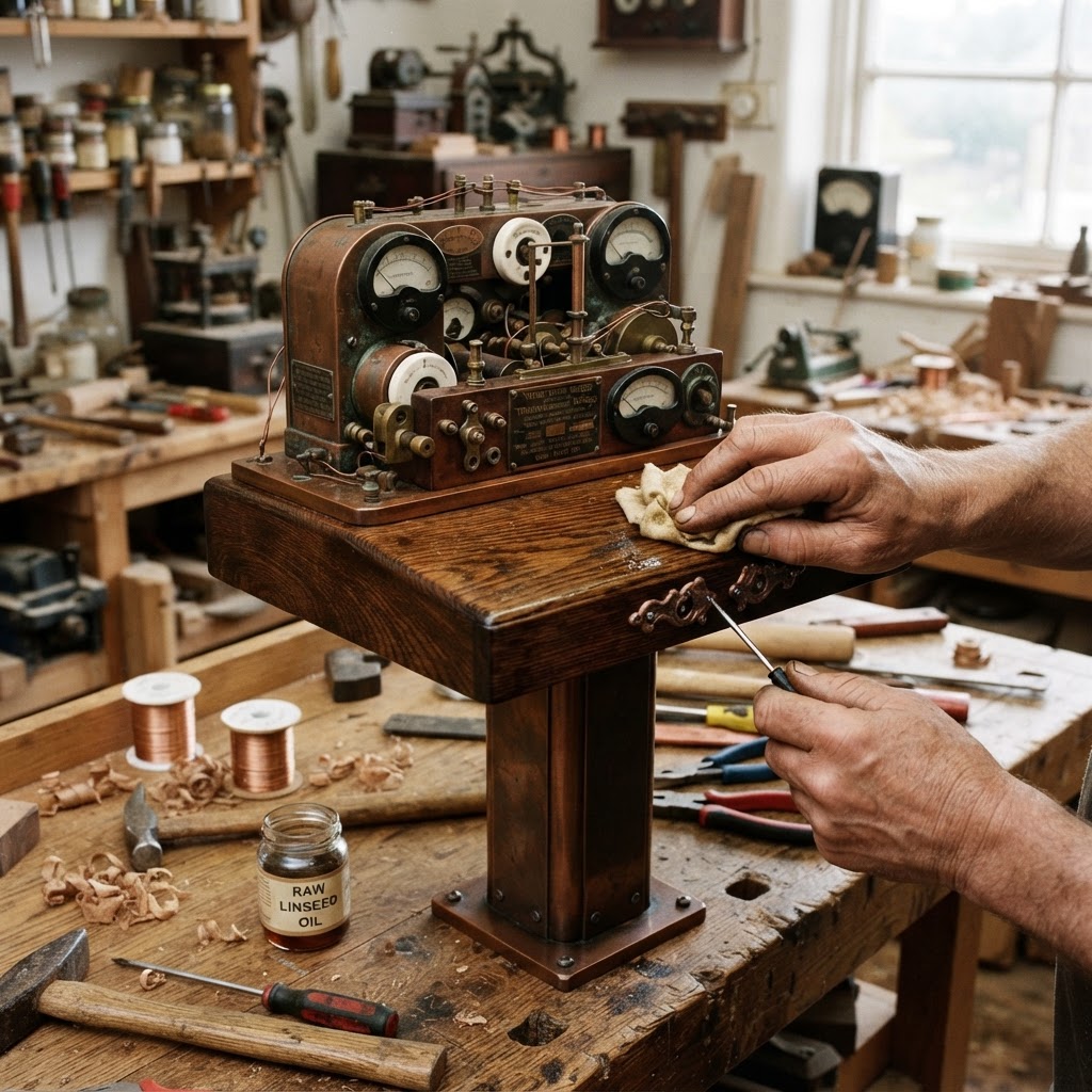 Vintage Patinated Copper Victorian Telegraphic Wheatstone Bridge Seed Resistor — step 4