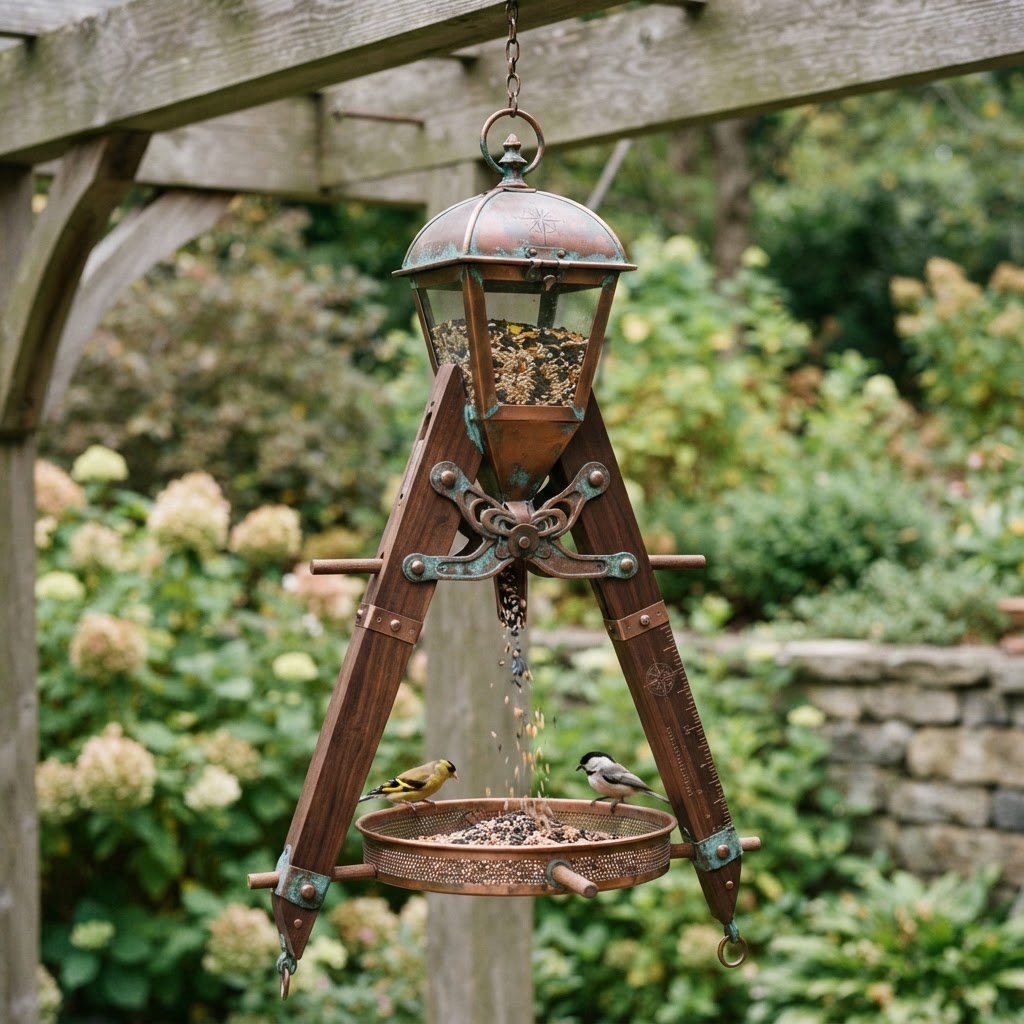 Vintage Patinated Copper Drafting Compass Seed Divider