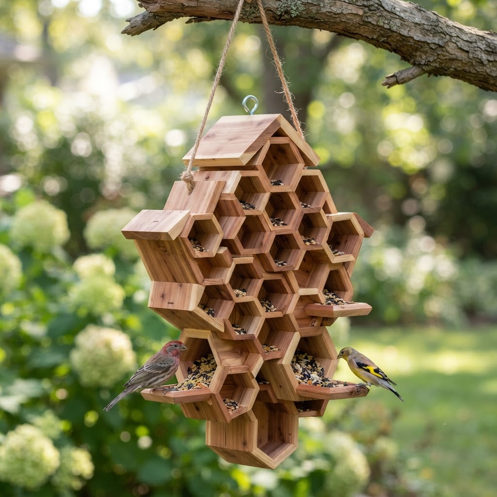 Hexagonal Honeycomb Beehive Seed Station