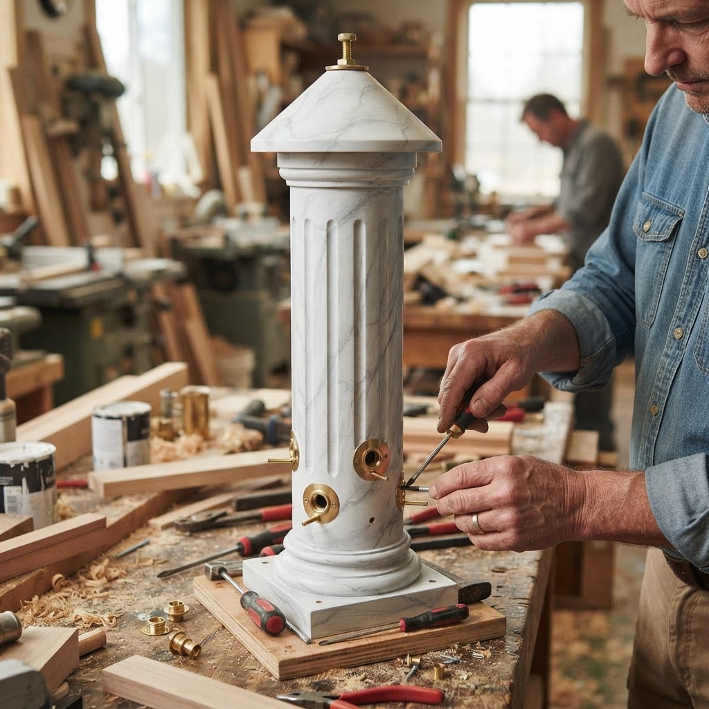 Neoclassical Marbleized Columnar Seed Pillar — step 4