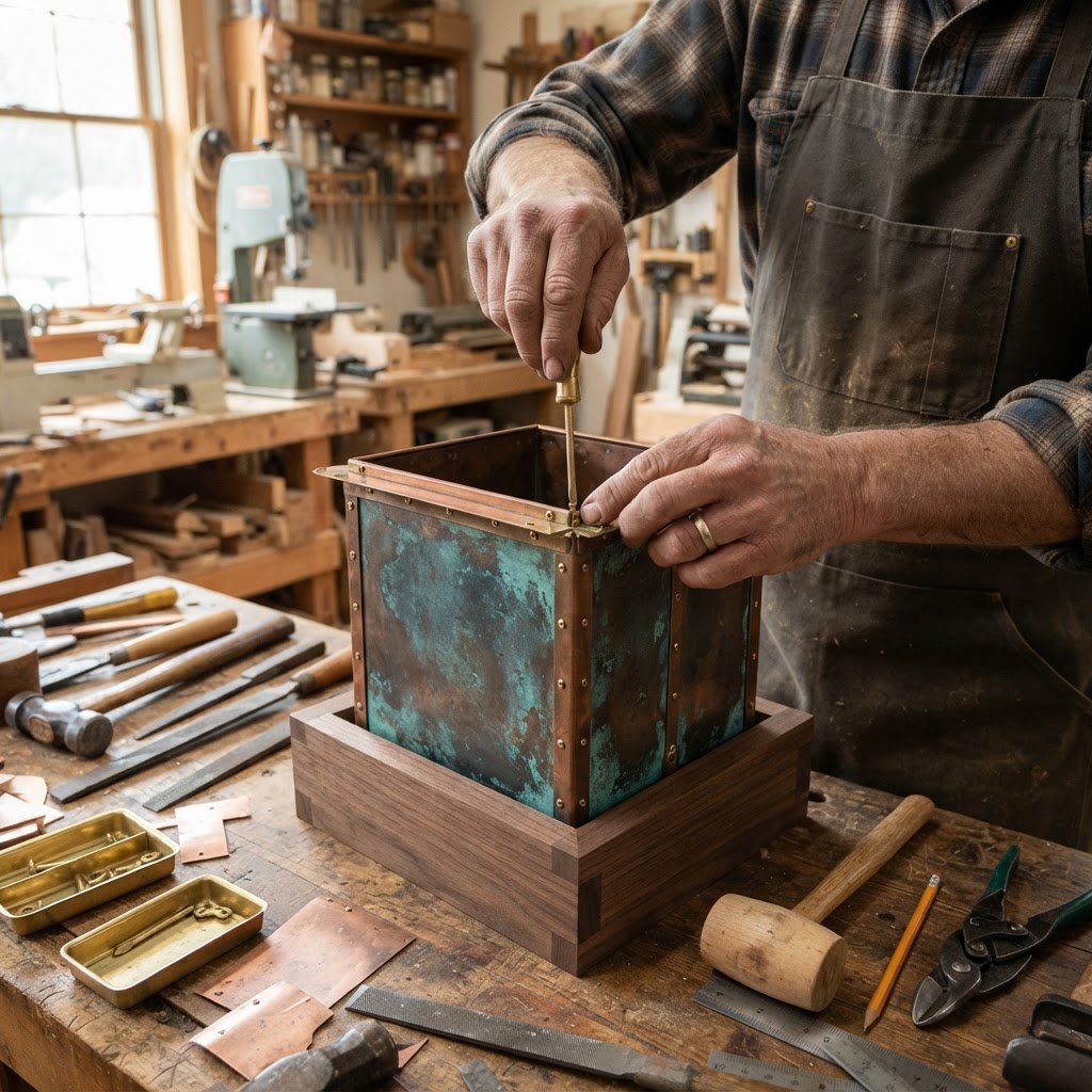 Vintage Patinated Copper Victorian Telegraphic Wheatstone Bridge Seed Resistor — step 2