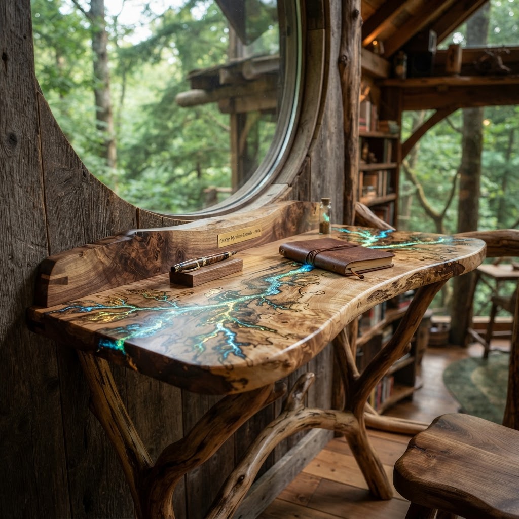 Bespoke Treetop Dendritic Mycelium-Infused Phyto-Luminous Sap-Flow Canopy Aurora-Vane Writing Console