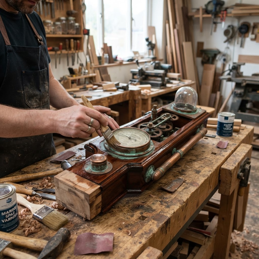 Vintage Patinated Copper Victorian Telegraphic Barometer Seed Pressure-Gauge — step 4