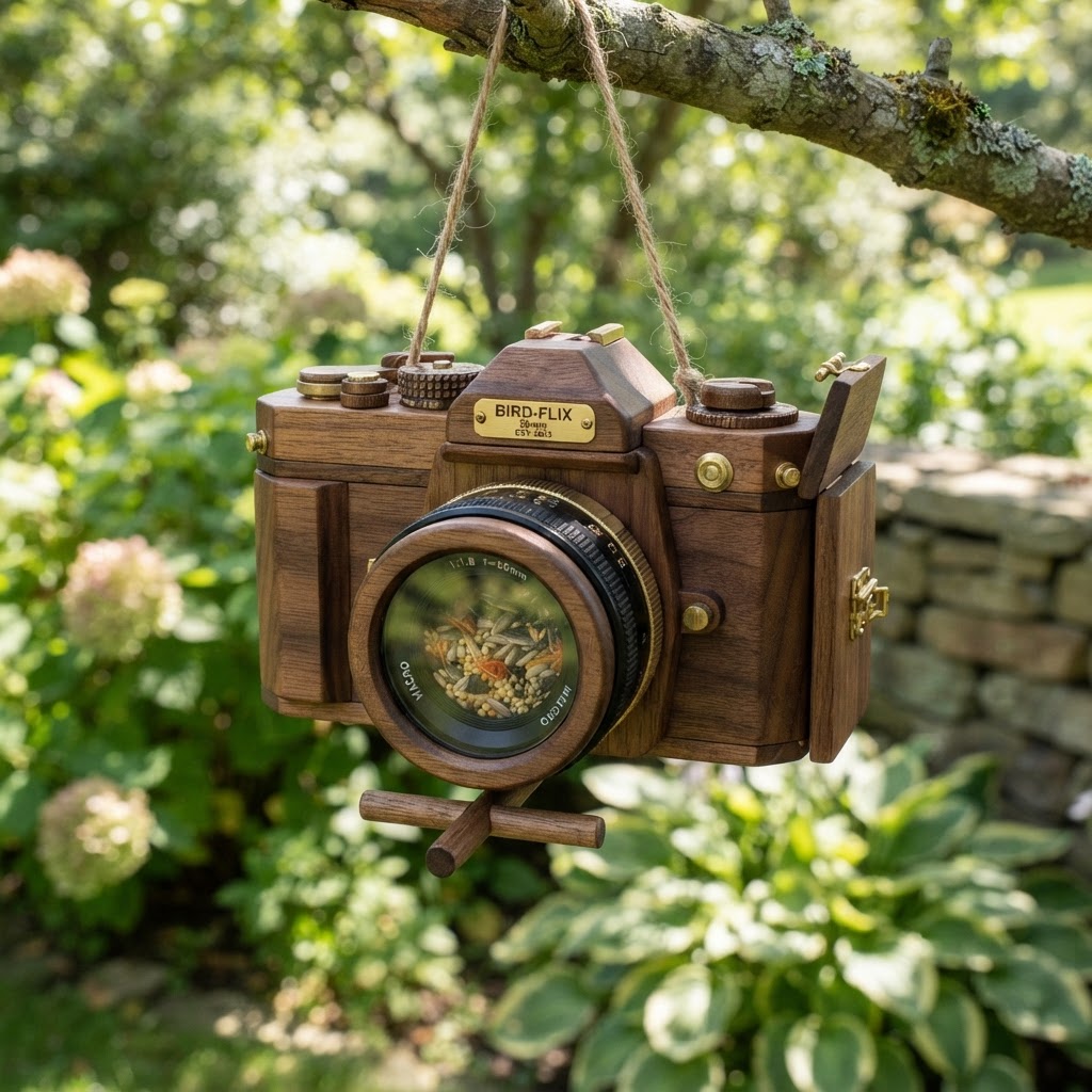 Vintage Camera Lens Bird Feeder