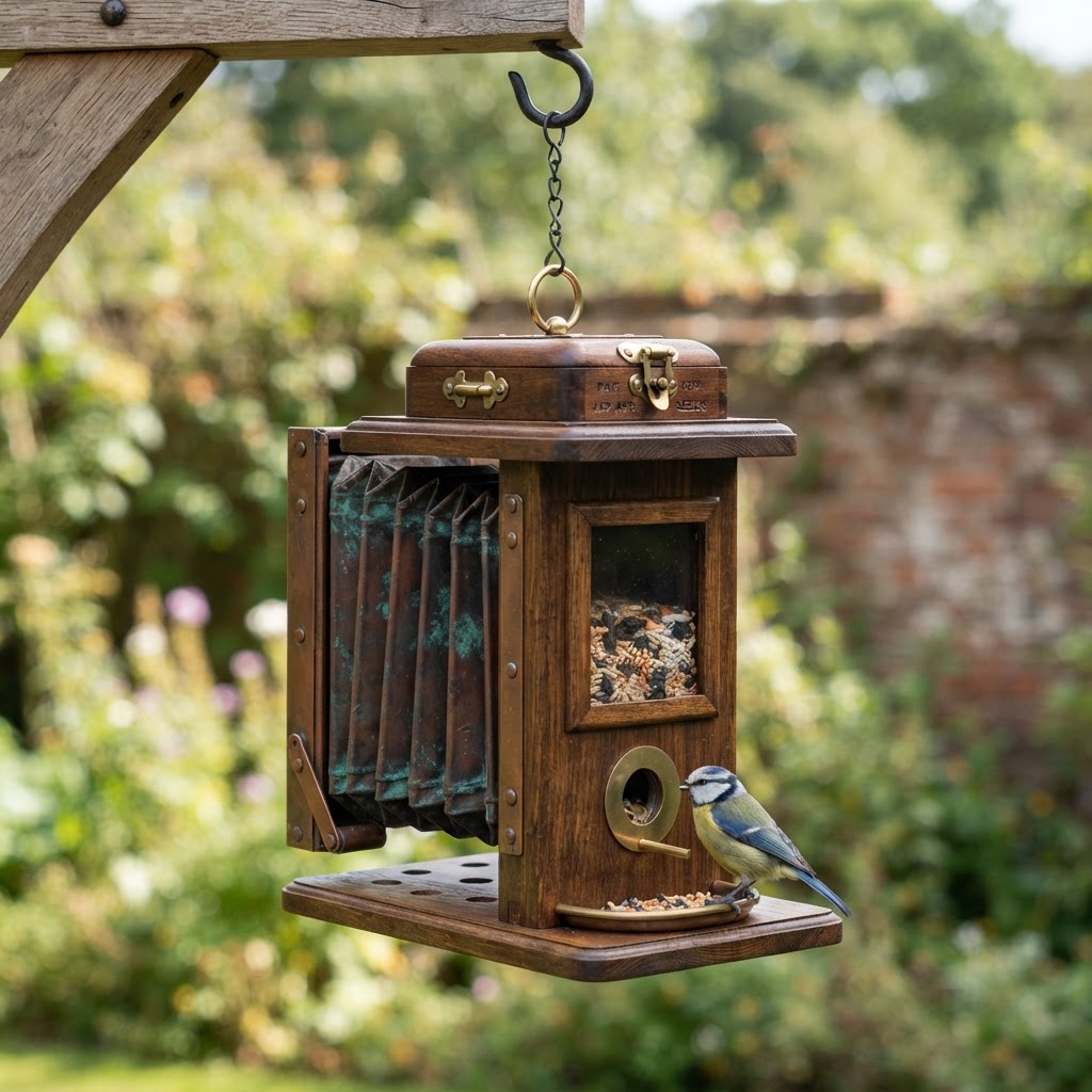 Vintage Patinated Copper Accordion Bellows Seed Silo