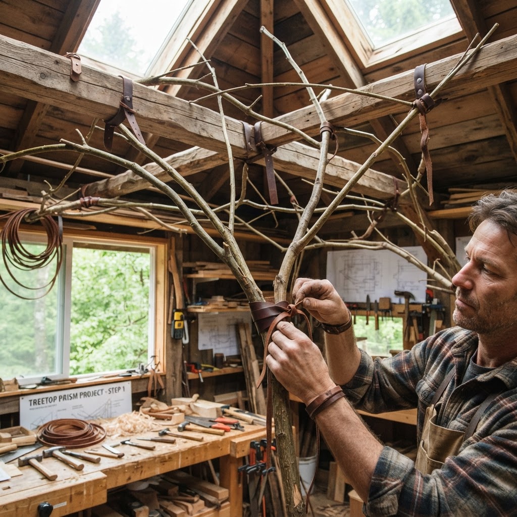 Bespoke Treetop Dendritic Mycelial Phyto-Chromatic Light-Refraction Prism — step 1