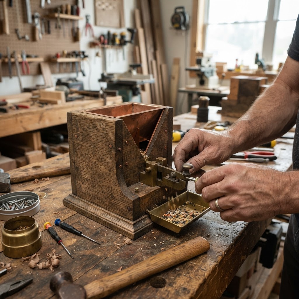 Vintage Patinated Copper Victorian Telegraphic Morse Code Seed Station — step 3