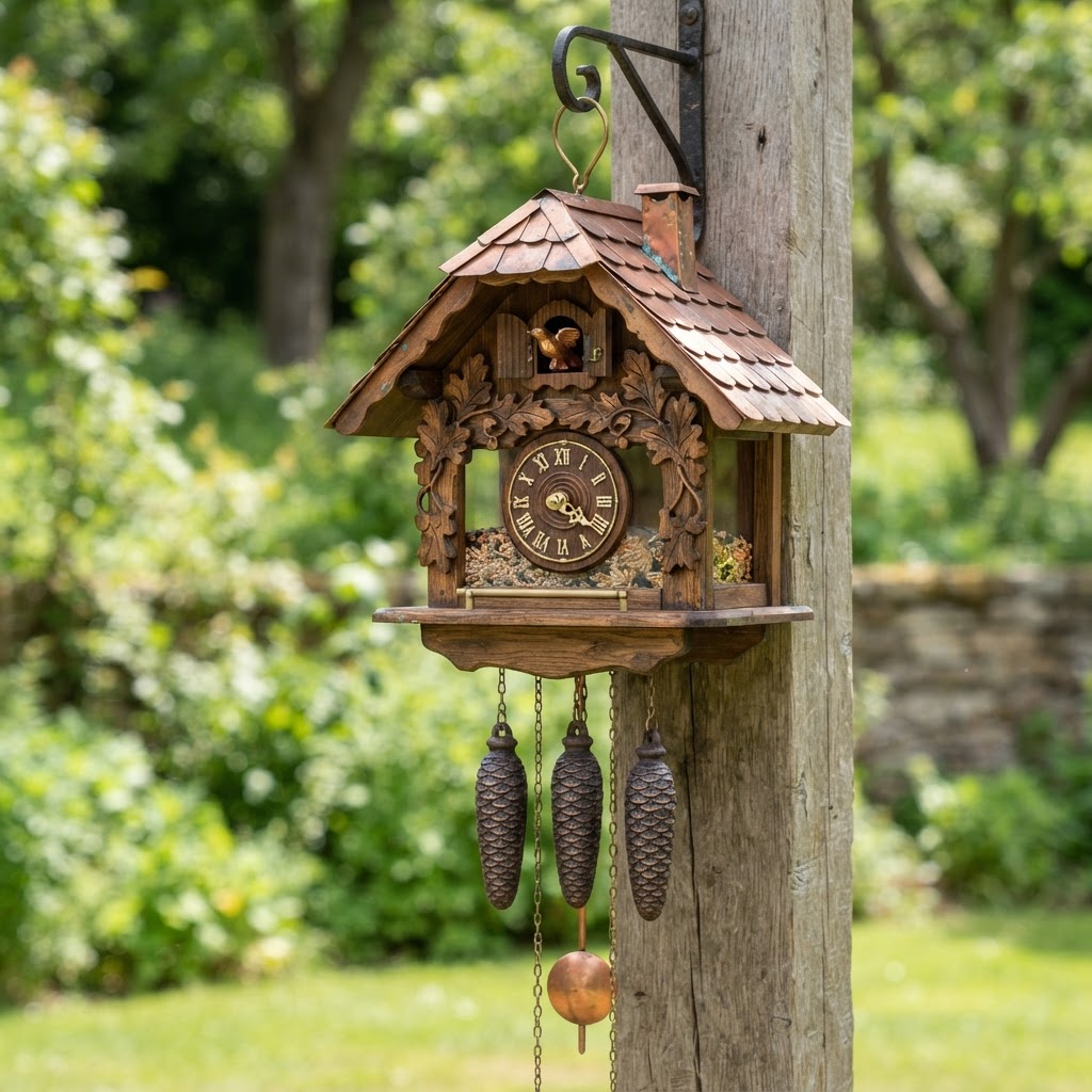 Vintage Patinated Copper Cuckoo Clock Seed Chalet