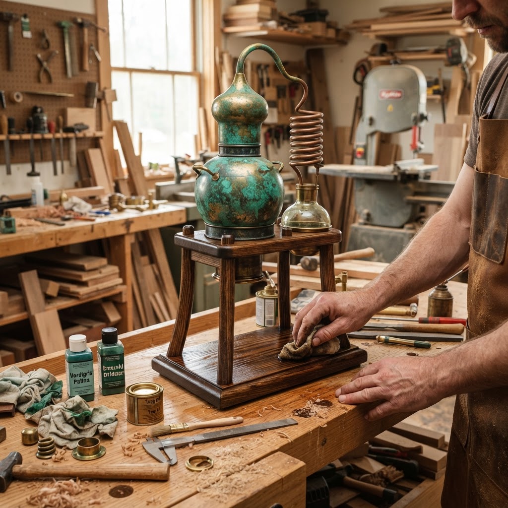 Vintage Patinated Brass Alchemist Alembic Seed Distiller — step 4