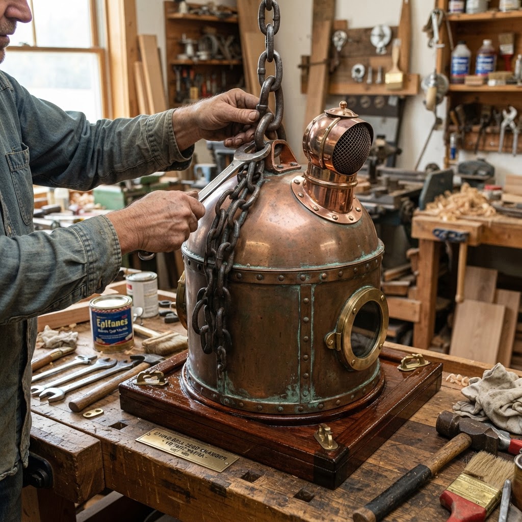 Vintage Patinated Copper Diving Bell Seed Chamber — step 4