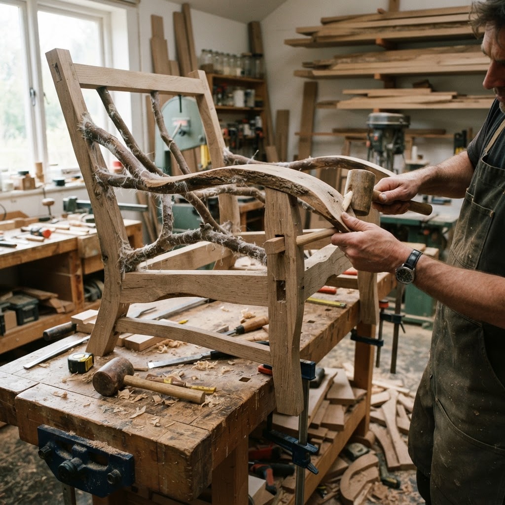 Bespoke Treetop Dendritic Mycelium-Infused Phyto-Diffractive Sap-Flow Canopy Heliotropic Observatory Chair — step 1