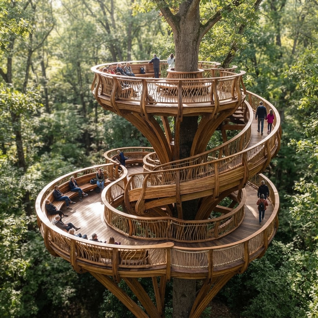 Cascading Fibonacci Fern Treetop Canopy Lounge