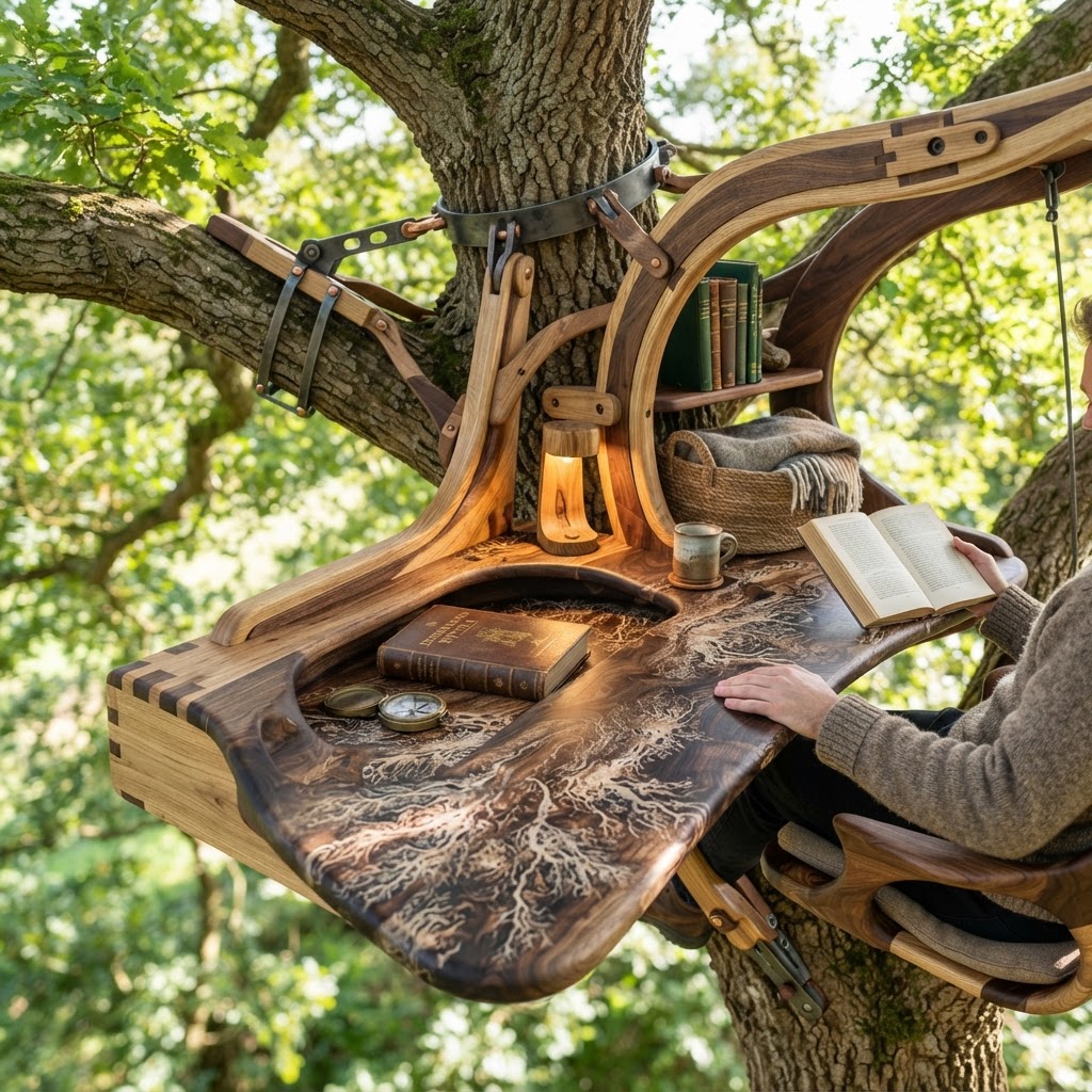 Bespoke Treetop Dendritic Mycelium-Infused Phyto-Tectonic Sap-Flow Canopy Zephyr-Oriented Reading Console