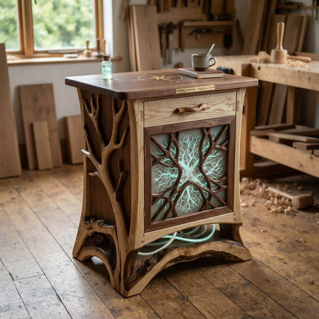 Bespoke Treetop Dendritic Mycelium-Infused Phyto-Electrolytic Sap-Flow Canopy Aurora-Vane Bedside Commode