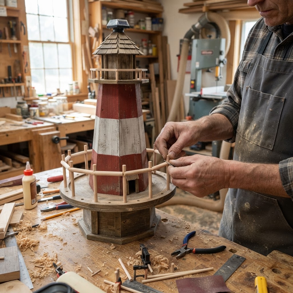Maritime Lighthouse Solar-Beacon Bird Feeder — step 3