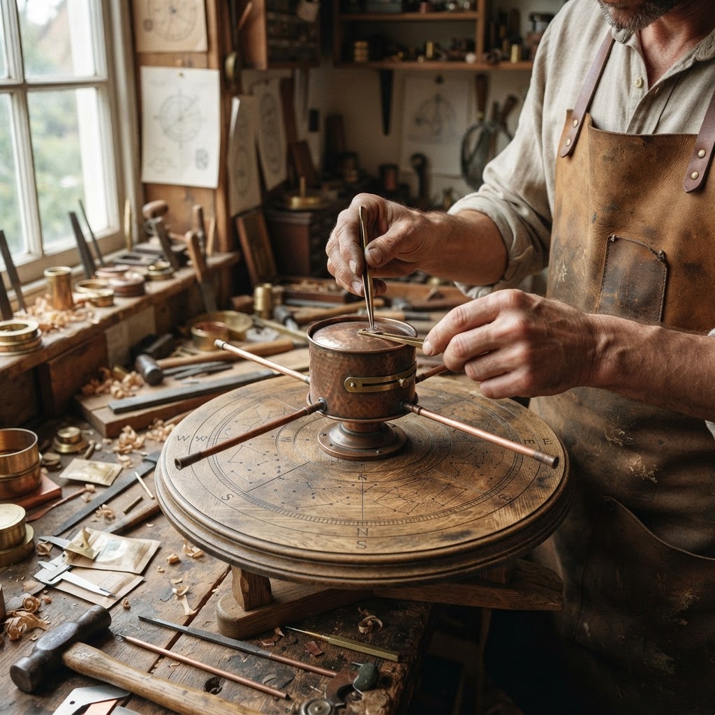 Vintage Patinated Copper Victorian Astrolabe Seed Celestial Mapper — step 3