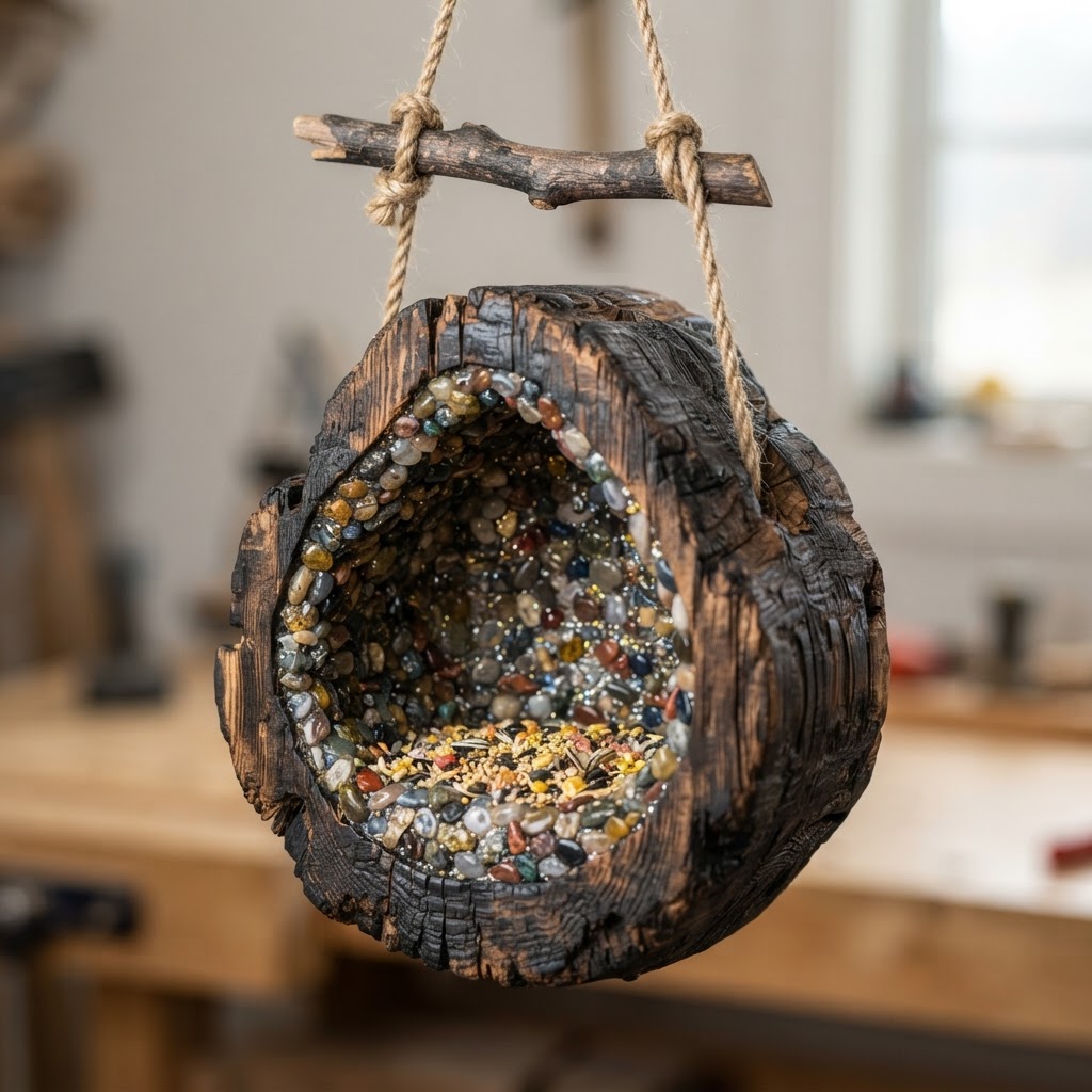 Tectonic Mosaic Geode Bird Feeder