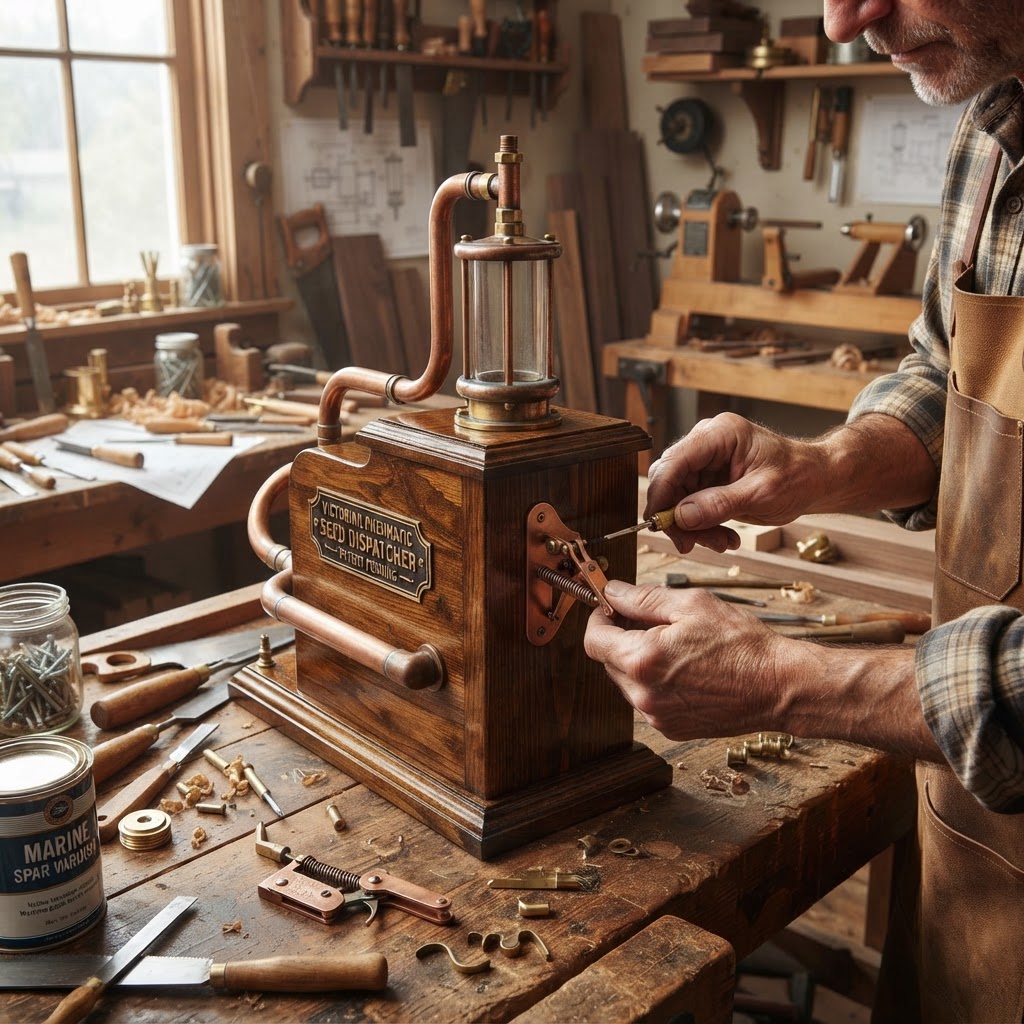 Vintage Patinated Copper Victorian Pneumatic Tube Seed Dispatcher — step 4