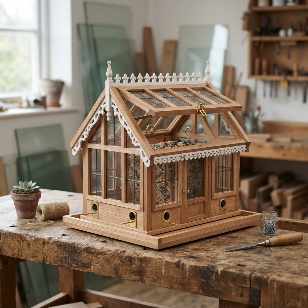 Bespoke Victorian Greenhouse Conservatory Bird Feeder