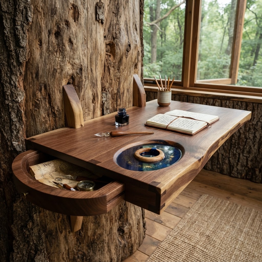 Arboreal Ink-Well Writing Desk