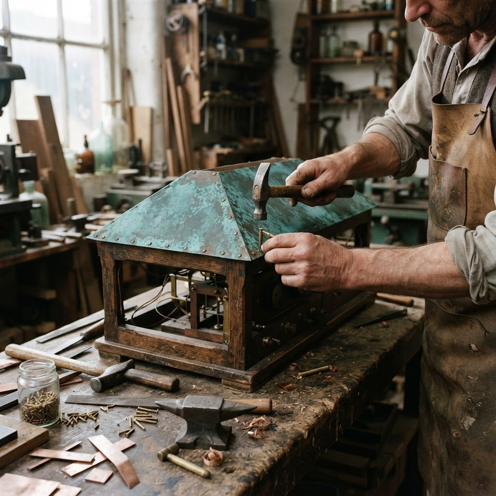 Vintage Patinated Copper Victorian Telegraphic Wheatstone Bridge Seed Resistor — step 2