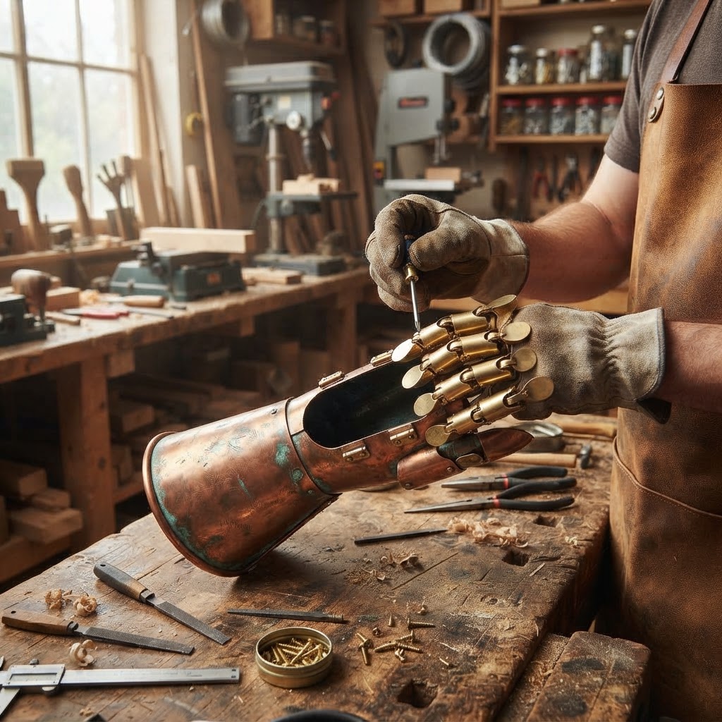 Vintage Patinated Copper Diving Suit Gauntlet Seed Dispenser — step 2
