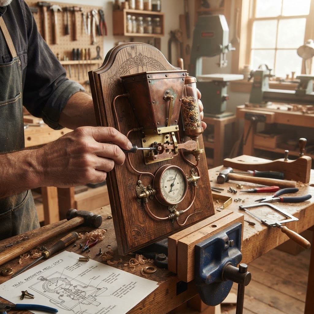 Vintage Patinated Copper Victorian Telegraphic Barometer Seed Pressure-Gauge — step 3